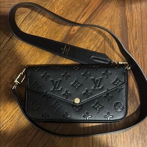 Look-a-like designer black handbag